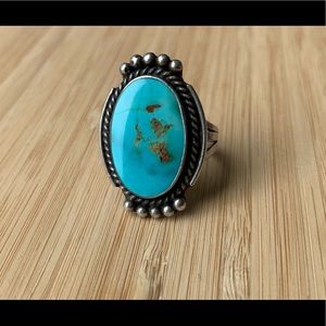 Midcentury turquoise & sterling Navajo ring